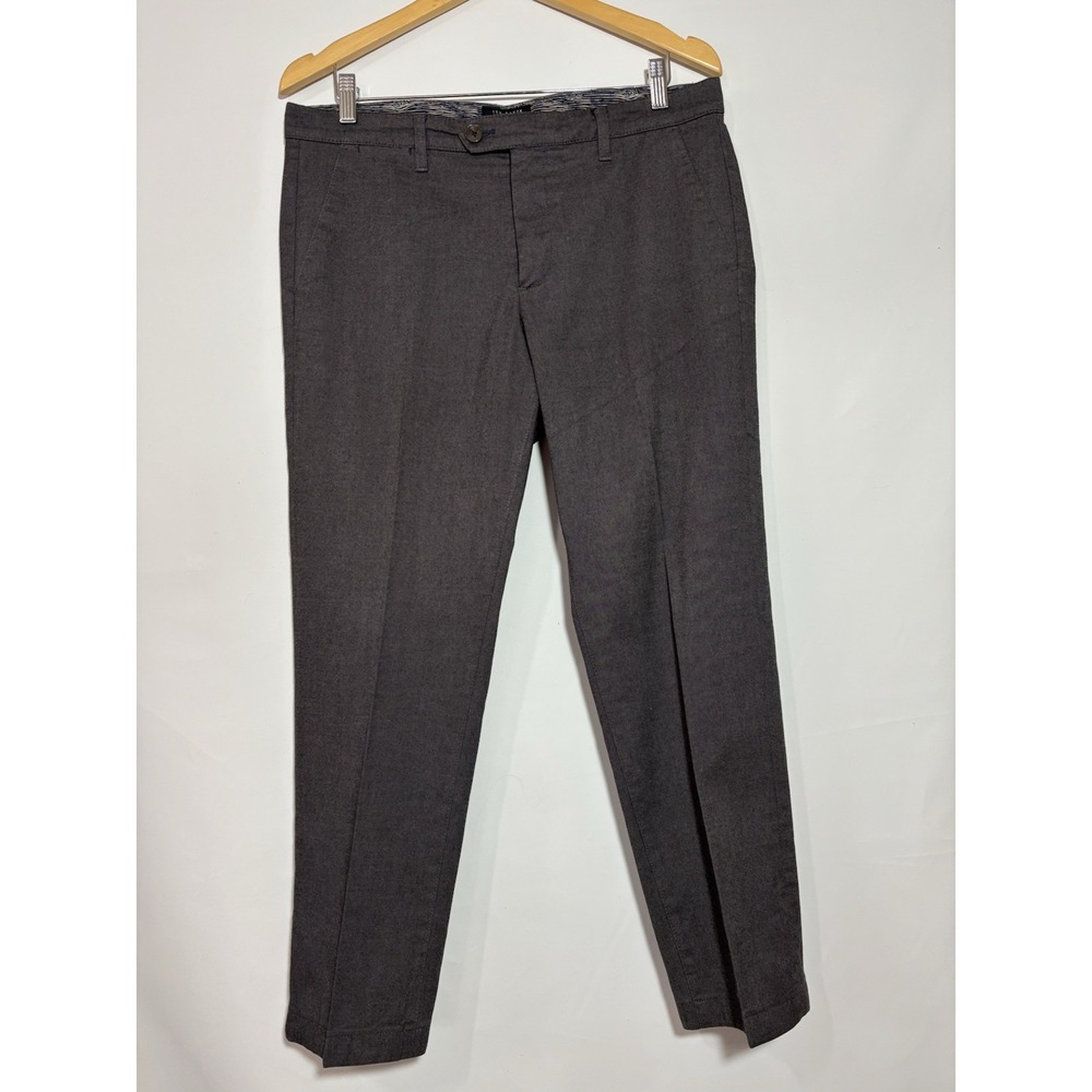 Ted Baker Trousers Women 34R Gray Slim Straight Textured Flat Front Chinos